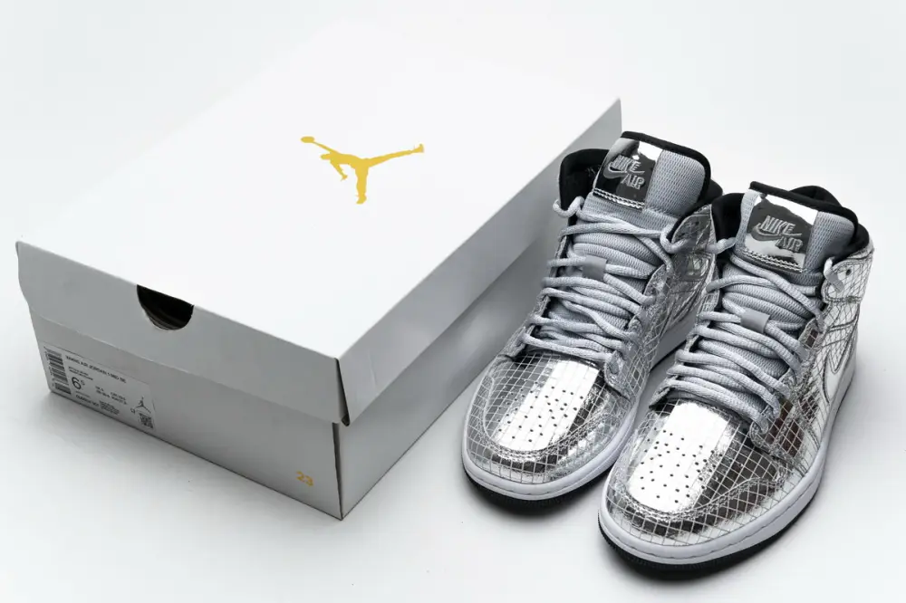 Air jordan 1 mid replica Jordan 1 Mid SE Disco Metallic Silver (W) CU9304-001
