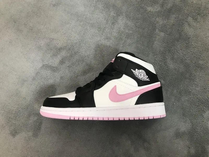 Air Jordan 1 Mid White Black Light Arctic Pink (GS) 555112-103 221D1012