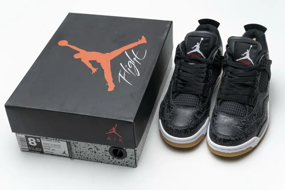 Air 1 op 1 jordan 4 Jordan 4 Retro Laser Black Gum CI1184-001