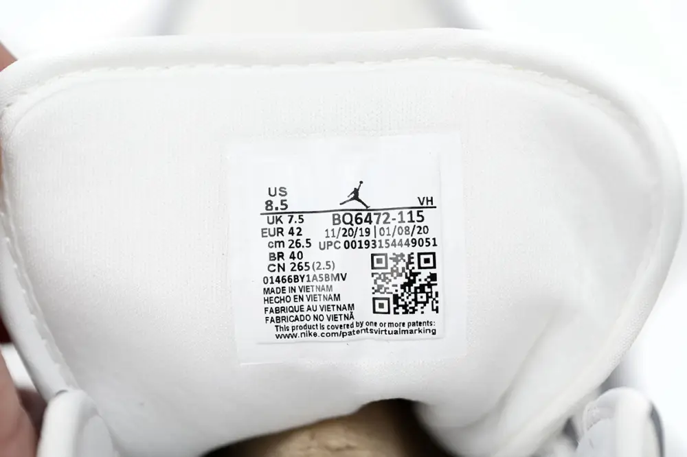 Air Jordan 1 White Soot BQ6472-115 