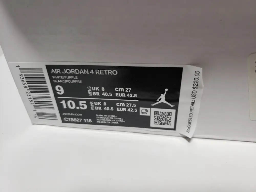 Air Jordan 4 Purple Metallic reps Jordan 4 Retro Purple Metallic CT8527-115 (Top Quality)
