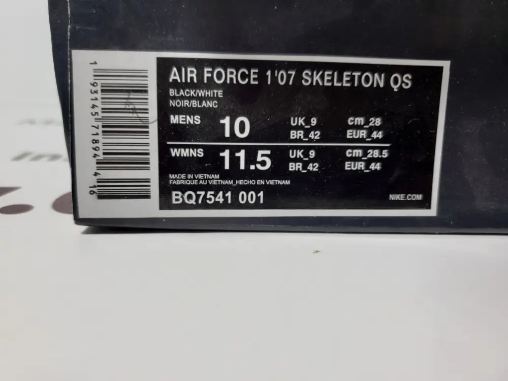 Nike air AF1 skeleton black Reps Force Black Skeleton Halloween (2019) BQ7541 001