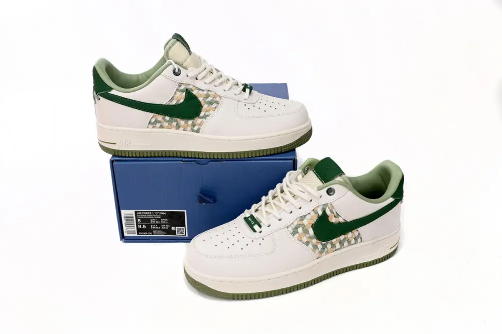 Nike BQ7541-100 Air Force 1 Low '07 Premium NAI-KE Bamboo Weave Sail Gorge Green FN0369-100