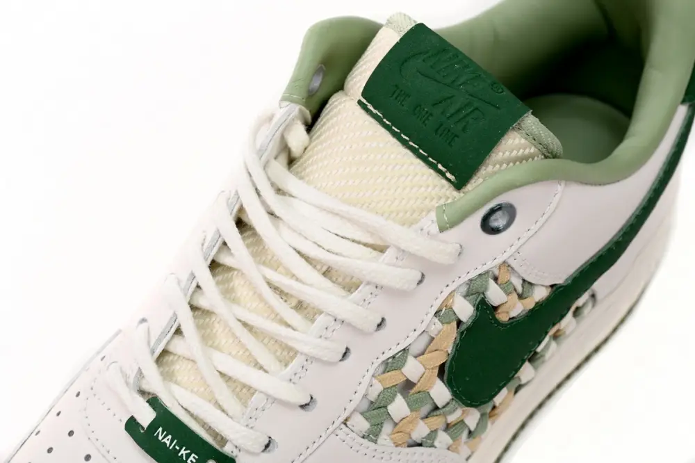 Nike BQ7541-100 Air Force 1 Low '07 Premium NAI-KE Bamboo Weave Sail Gorge Green FN0369-100