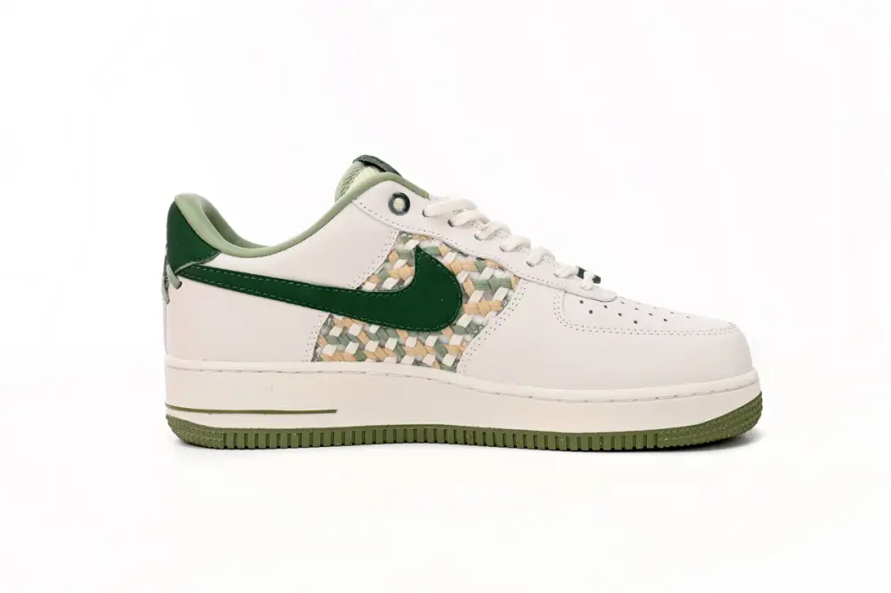 Nike BQ7541-100 Air Force 1 Low '07 Premium NAI-KE Bamboo Weave Sail Gorge Green FN0369-100