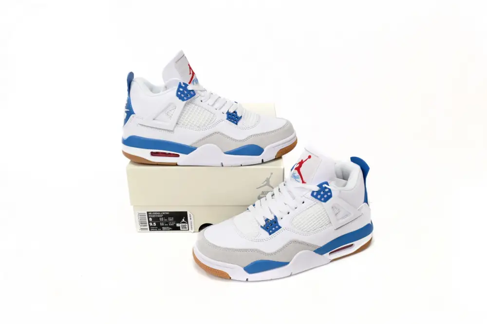 Nike reps Jordan 4 SB x Air Jordan 4 White Blue DR5415-104 (Top Quality)