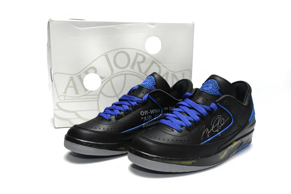 Off White x Air Jordan 2 Retro Low SP Black and Varsity Roy  DJ4375-004 