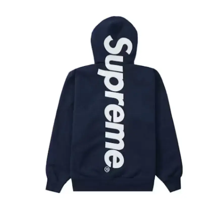 Supreme Satin Appliqué Hoodie Sweatshirt Navy Blue E580A255