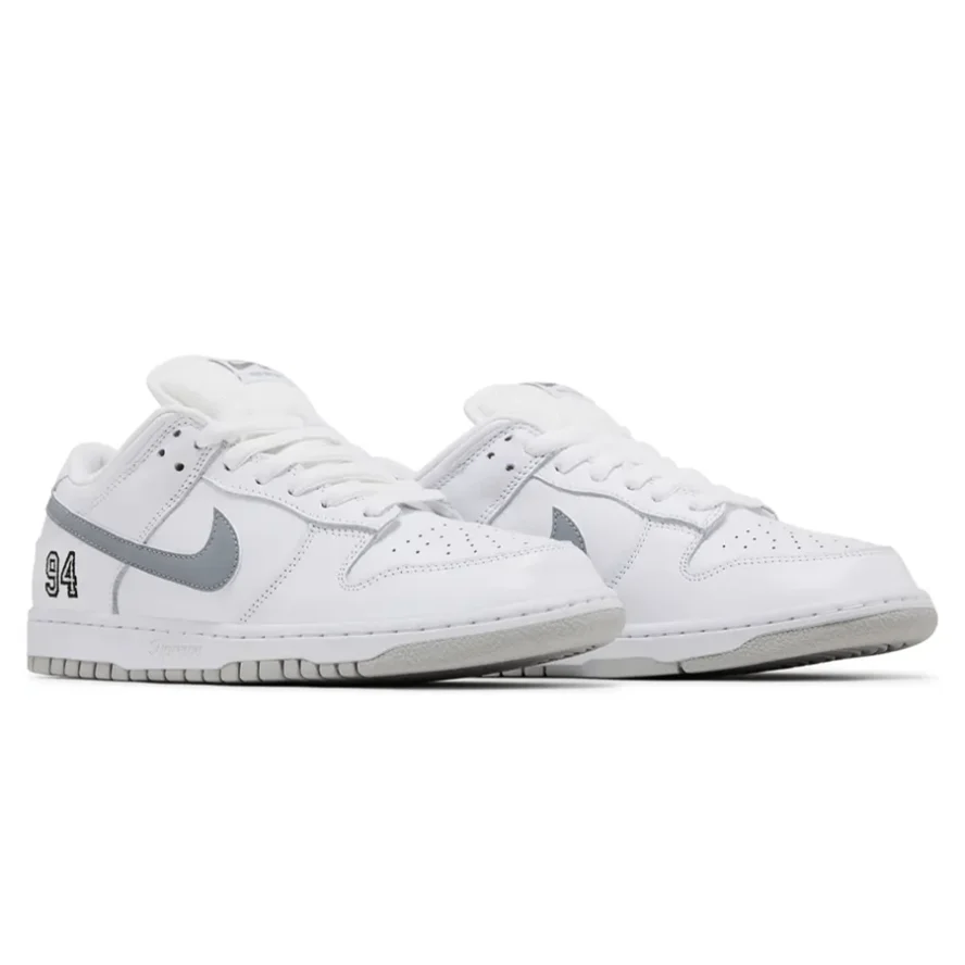Nike Low Dunks Green Low SB x Supreme 'White Metallic Silver'